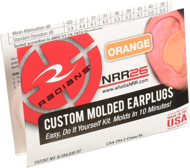Radians Custom Molded Earplugs - Easy Do-It-Yourself Kit, Orange, NRR 26 - Image 1